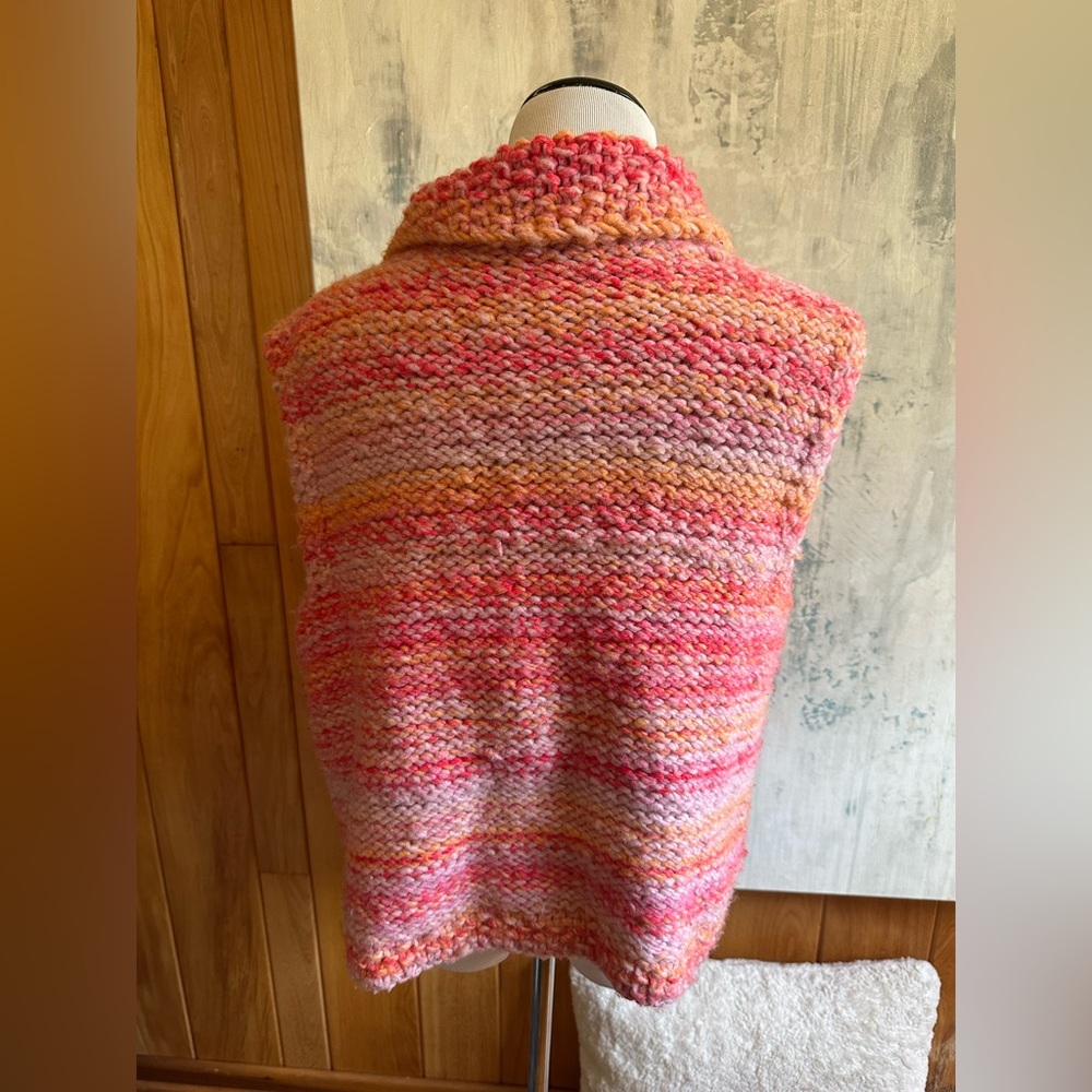 Handmade Multicolor Sweater Vest. Sunset Pastel Colors. Crochet. Sz. Large? - Picture 4 of 11